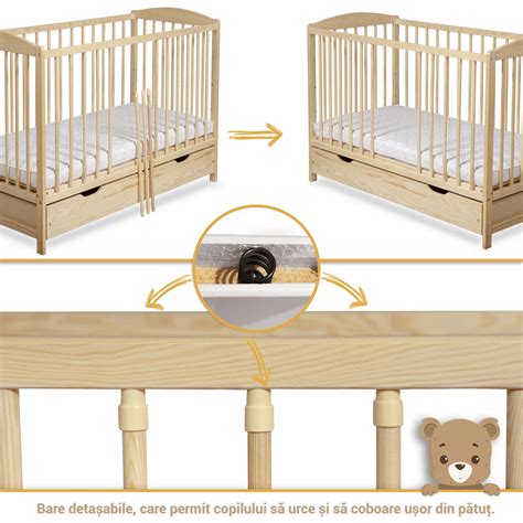 Decor de camera pentru bebe cu patut din lemn si accesorii din lemn, stil rustic