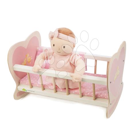 Pătuț de jucărie din lemn cu stegulețe colorate