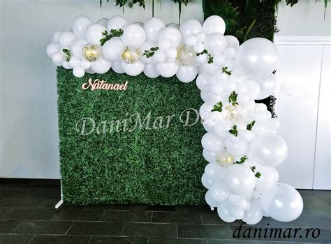 Panou aniversar bebe 1 an cu baloane si elemente decorative