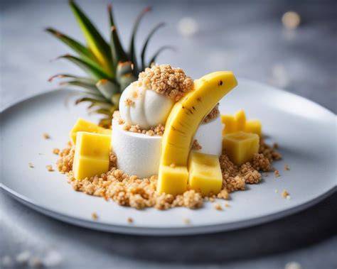 Decor de mentă proaspătă pe mousse de banane