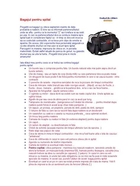 Checklist pentru bagajul pentru spital
