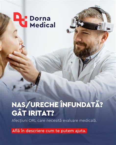 Infografic ORL pediatrică: structuri ureche, nas, gât, flux de consultații