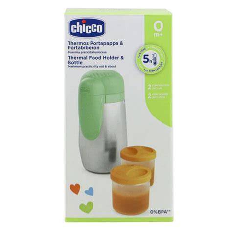Infografic despre componentele Chicco Thermal Food Holder & Bottle