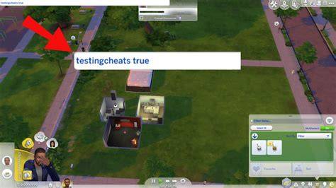 Ecran cu consola de cheats și meniul TestingCheats true