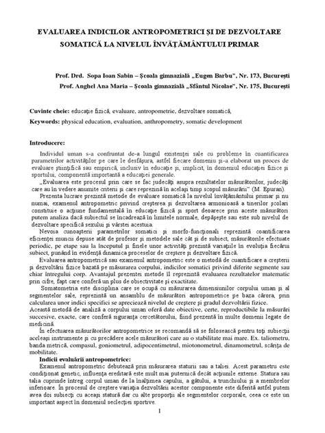 Diagramă cu evoluția indicilor antropometrici la copil