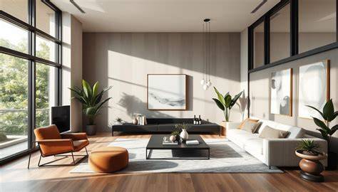 Living modern cu mobilier minimalist și spațiu deschis