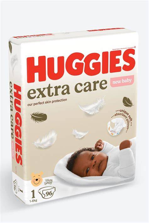 Infografic privind structura scutecului Huggies Extra Care și zona dublă de absorbție