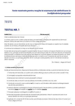 Tabla comparației între teste și trimestre