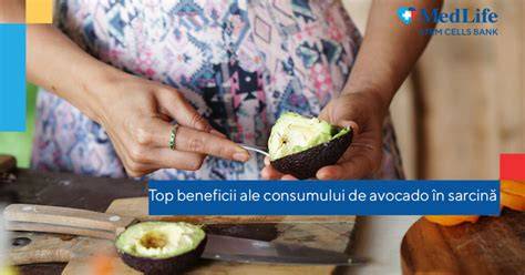 Infografic cu beneficii nutritive ale avocado pentru sarcina