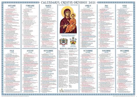 Calendar ortodox cu zilele Sfintei Maria