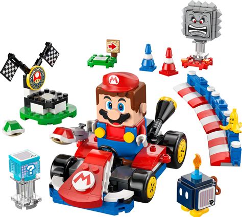 Setul LEGO Super Mario - Mario Kart cu Baby Mario și Baby Luigi în acțiune