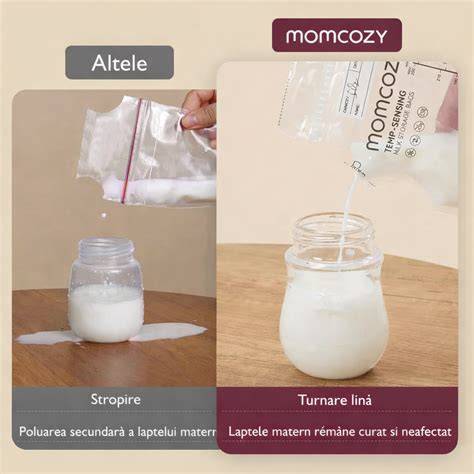 Infografic: comparativ pungi depozitare lapte matern vs. alte recipiente