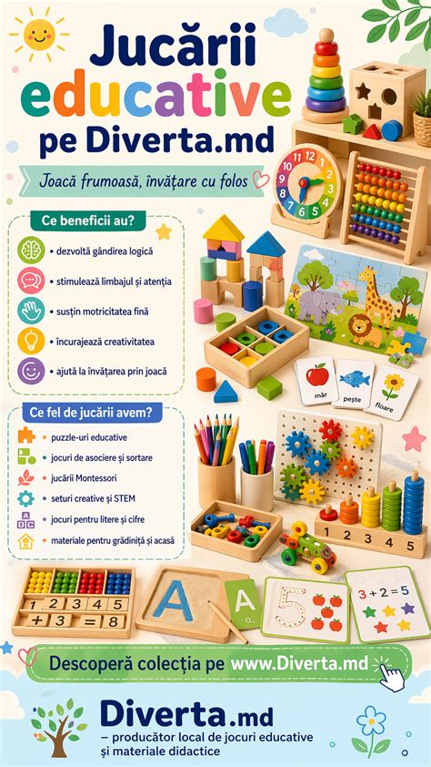 Infografic: categorii de jucarii educative si beneficii