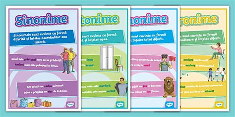 infografic comparativ cu definițiile sinonimelor 