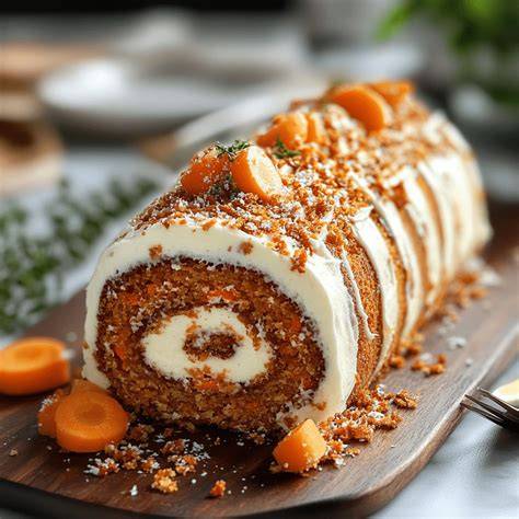 Carrot cake roll infographic with step-by-step