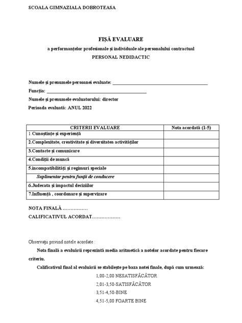 Model fișă de autoevaluare