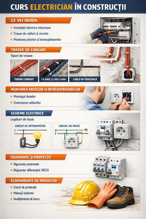 Infografic: Drumul de pregătire pentru Electrician în Construcții - etape, durata și rezultate