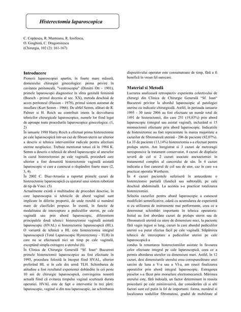Diagramă comparativă a tehnicilor chirurgicale ginecologice