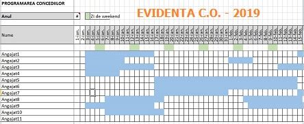 Grafic cu programare concediu anual