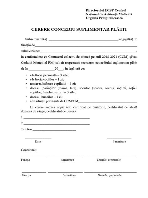 Schema drepturi concediu suplimentar