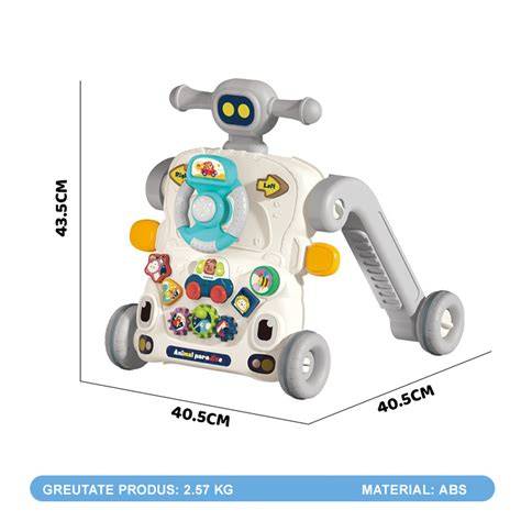 Caracteristici vizuale: centru de activități muzicale cu lumini, maner robust, rigoare pentru mingiute și zona de joacă
