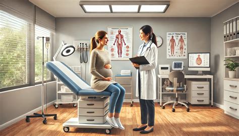 Femeie însărcinată discutând cu medicul despre cezariană