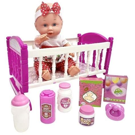Imagine cu papusa Fraise in patut si accesorii