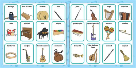 Ilustrație colorată cu note muzicale și instrumente