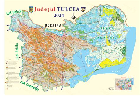 Hartă simbolică: județul Tulcea și aria de acoperire a consultațiilor