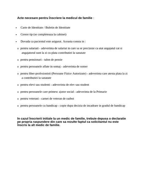 Checklist înscriere copil la medicul de familie