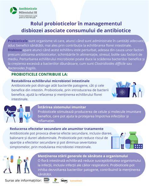 Infografic: Flux de administrare a probioticelor în timpul tratamentului cu antibiotice
