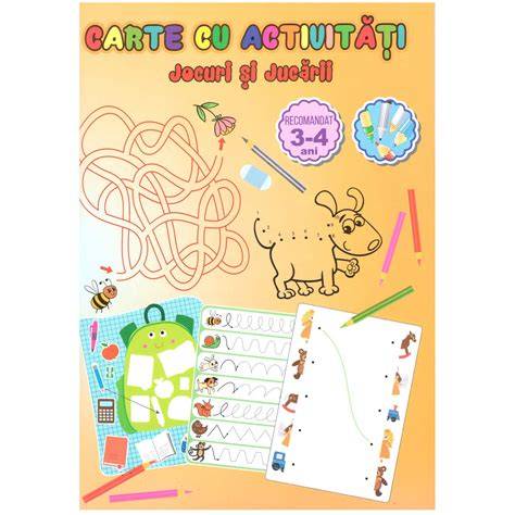 Infografic: structura carticei cu activitati, 4 file si 6 activitati