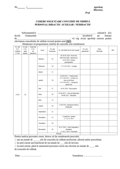 Tabel cu perioadele și indemnizațiile de concediu
