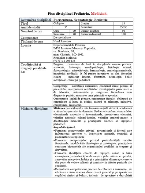Infografic - ARHITECTURA INSTITUȚIONALĂ A DISCIPLINEI PEDIATRIE II
