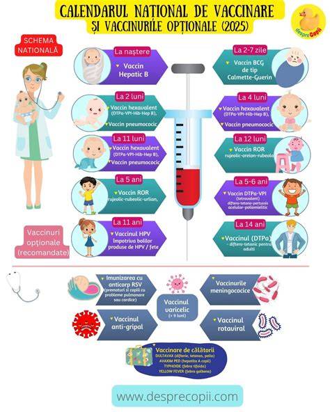Schema vaccinărilor și calendarul de screening