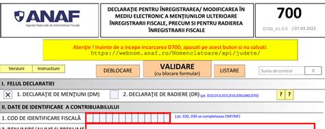 Formularul 700 ANAF