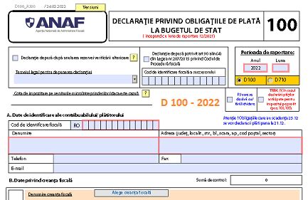 Formular Declarația 100
