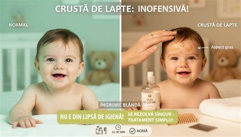 Cruste de lapte pe scalpul unui bebeluș - imagine conceptuală