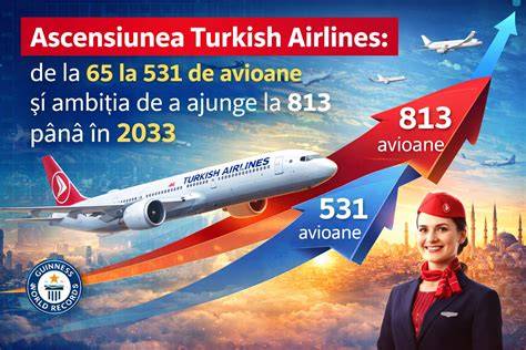 Infografic: trasee principale Turkish Airlines, flota și rute