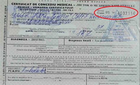 Schema completării certificatului de concediu medical