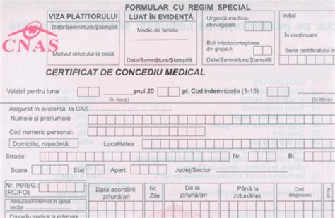 Exemplu de certificat de concediu medical completat