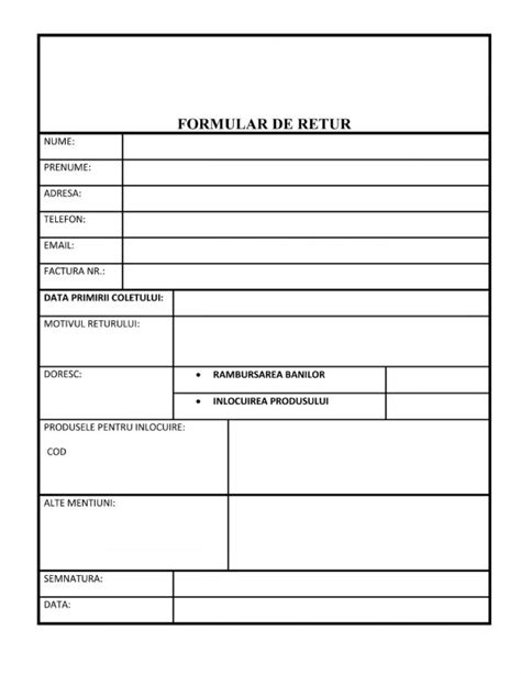 Formular de retur produs