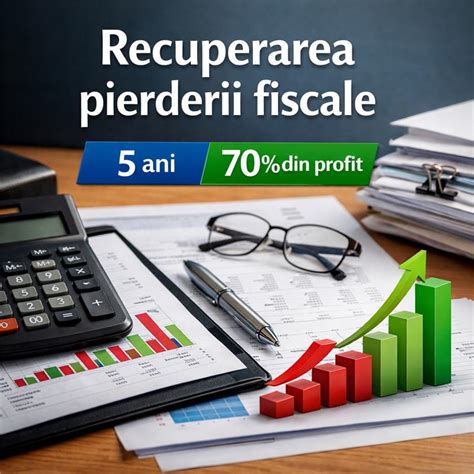 Infographic: scheme de calcul pentru recuperarea pierderii fiscale (70% din profitul impozabil, 5-7 ani)